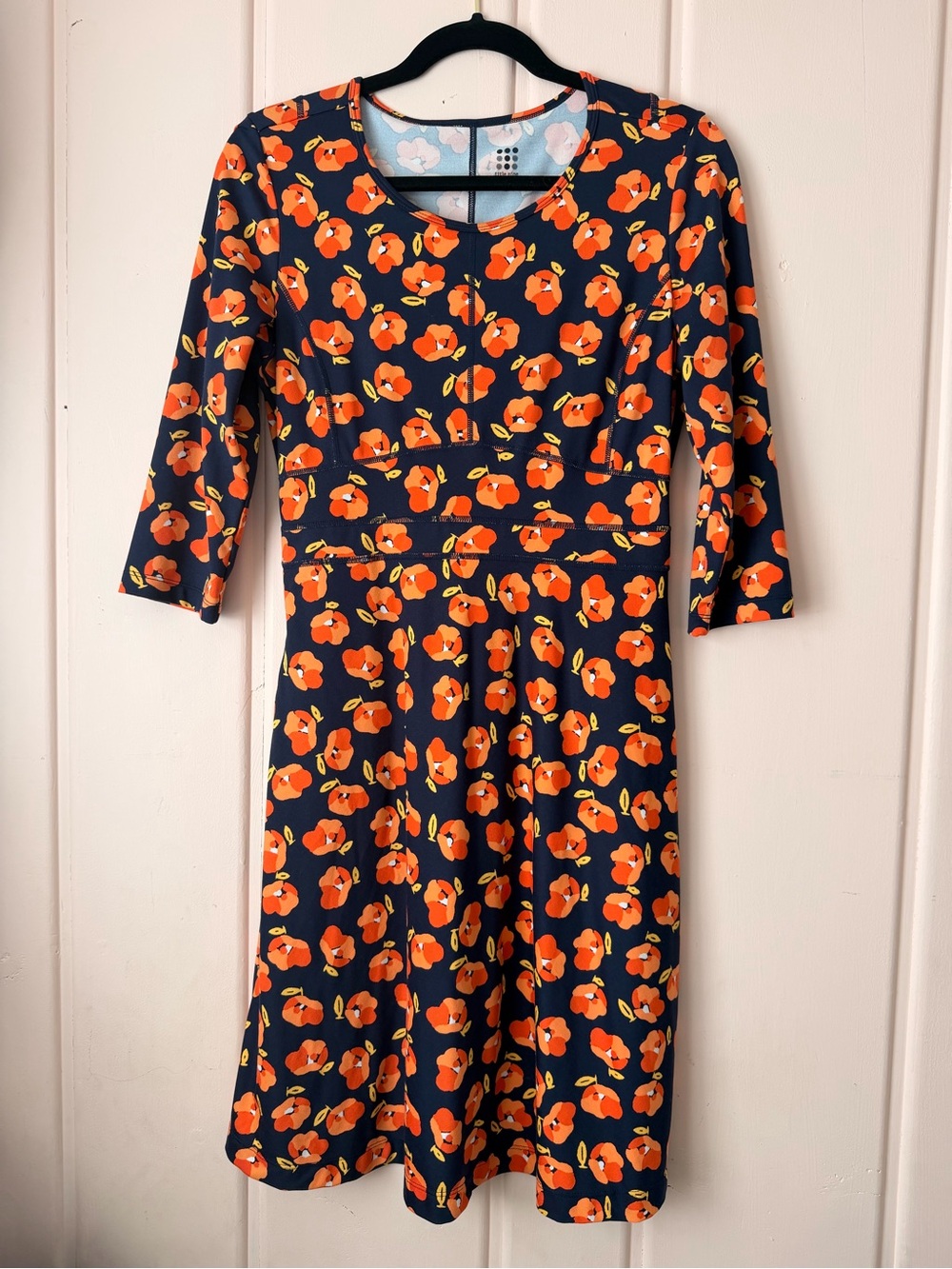 Title Nine Navy and Orange Floral dress with zip pockets SzS
